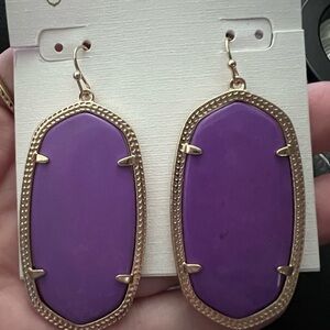 NEW Kendra Scott Purple and Gold Danielle Drop Earrings
